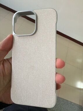 Beige Frameless Fabric Texture Metal Frame Case | Like New